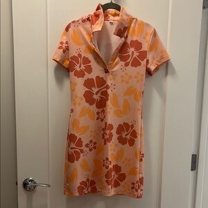 Floral Orange and Red Dress